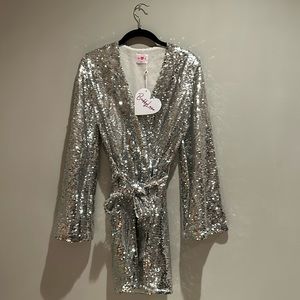 Silver sequin wrap dress from Buddy Love in size XS